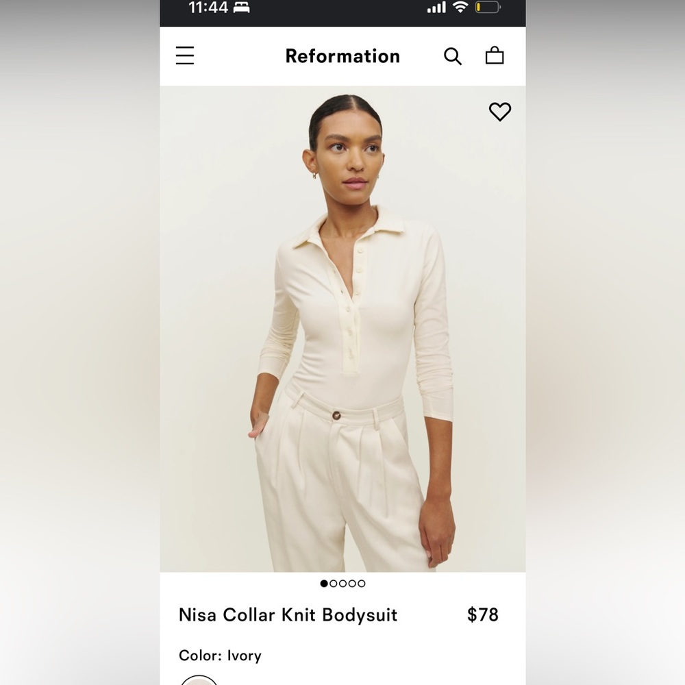 Reformation NWT SIZE S IVORY Nisa Body Suit
